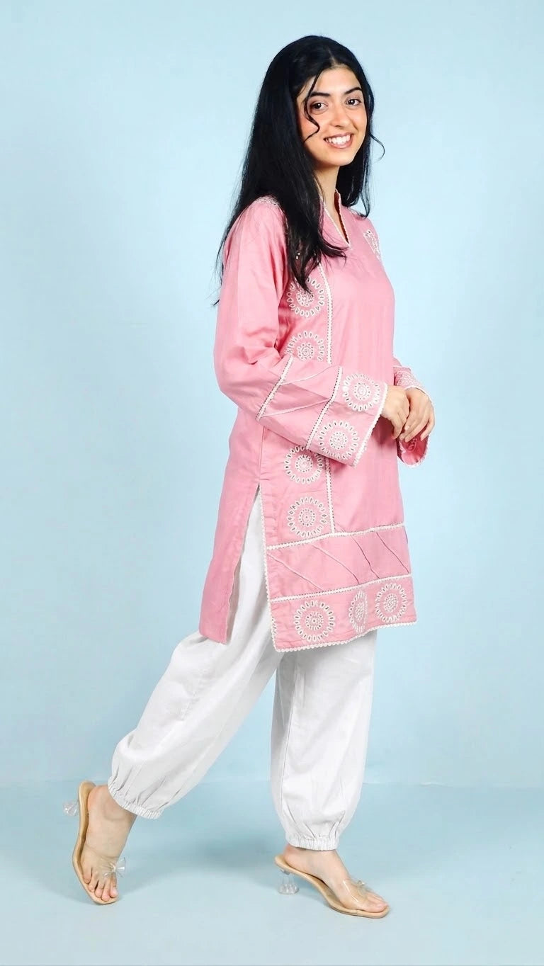 Embroidered 2-Piece Cotton Co-Ord Set