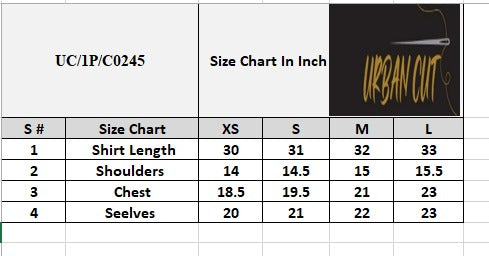 Product Size Chart