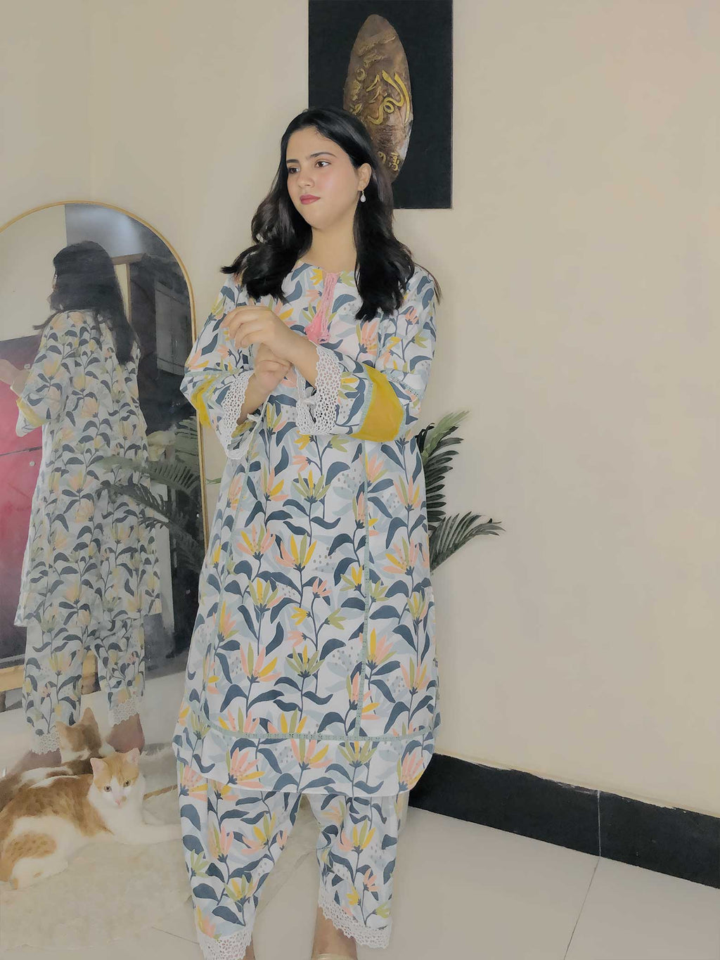 2 Piece Cotton Printed Suit