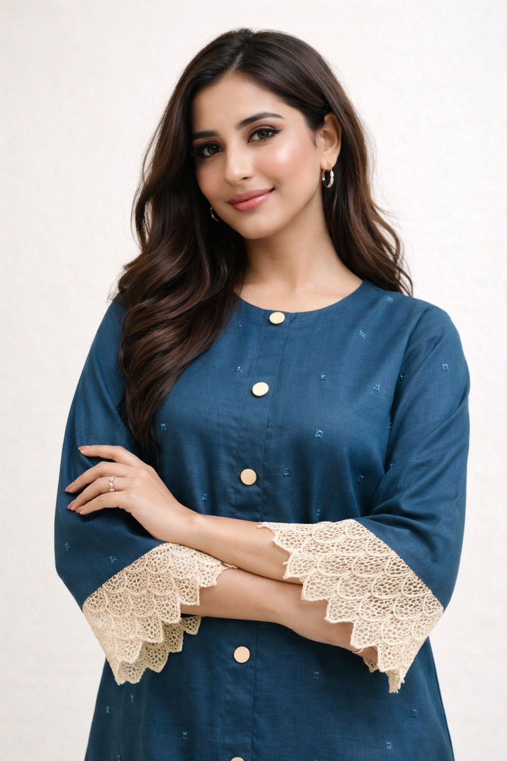 2 Piece Cotton Embroidered Suit