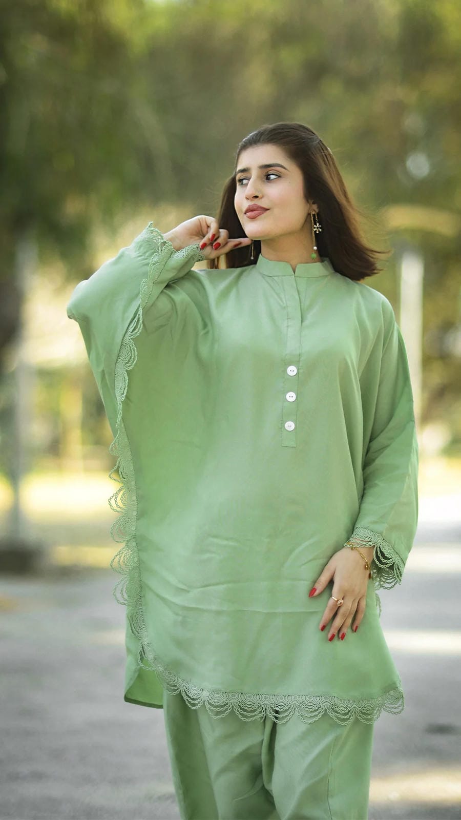 2 Piece Cotton Embellished  Co- Ord Set