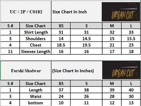 Product Size Chart