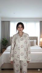 Women Pajama Suit – Floral Bow Print