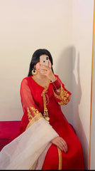 3 Piece Laurex Embroidered Angrakha Suit- Linned