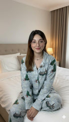 Women Pajama Suit – Trees & Deer Print