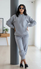 Cotton Fleece Zipper Hoodie Grey 1 piece