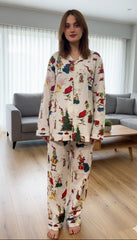 Women Pajama Suit – Christmas Cartoon Print