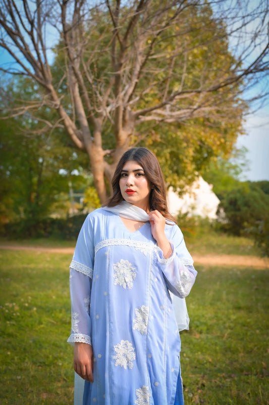 1 Piece Embroidred Chiffon Kurta ( Lined )
