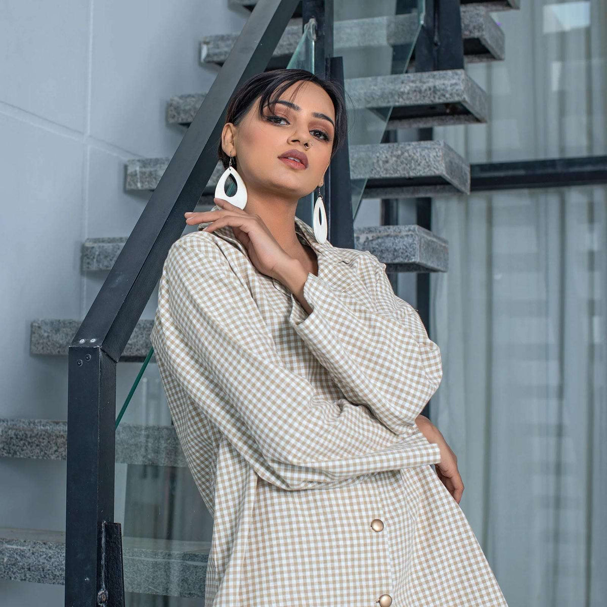 2 Piece Cotton Yarn Dyed Co- Ord Set