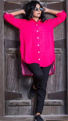 Elegant Cotton Red Stitched Shirt 1 Piece