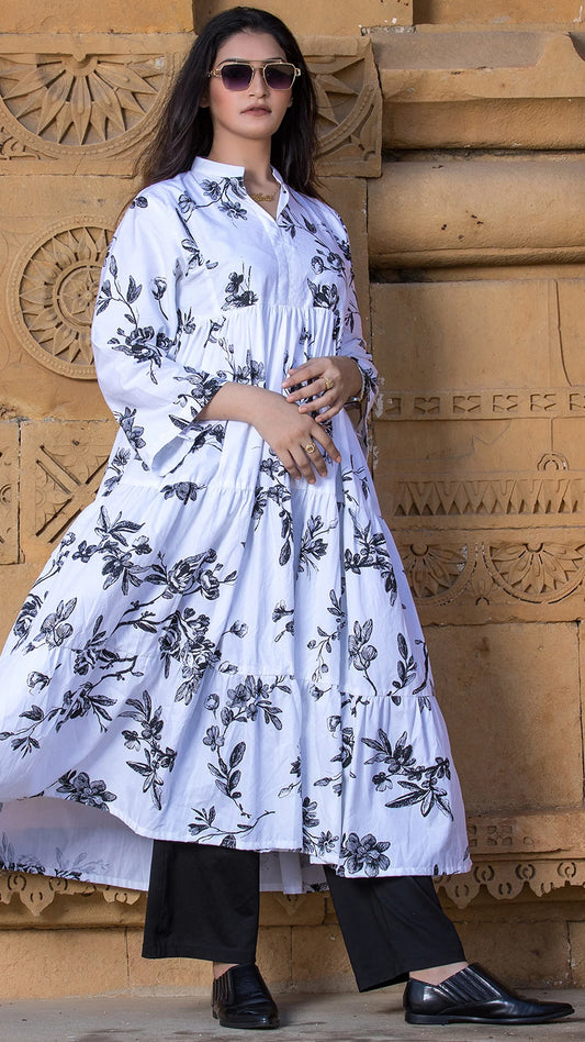 1 Piece Printed Cotton Long Dress