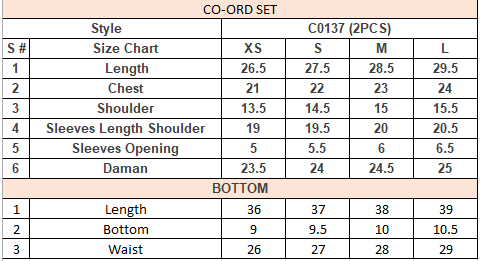 Product Size Chart