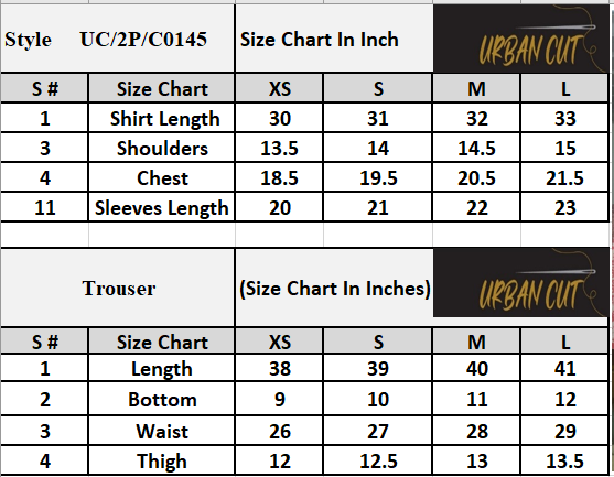 Product Size Chart