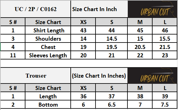 Product Size Chart