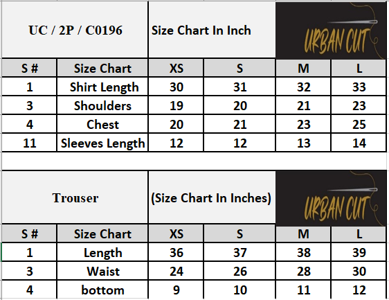 Product Size Chart