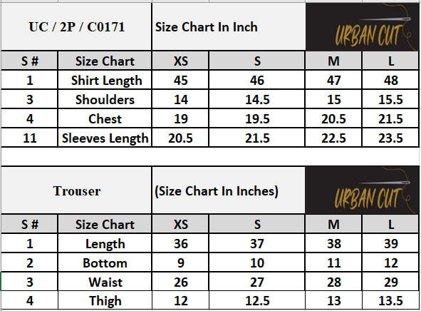 Product Size Chart