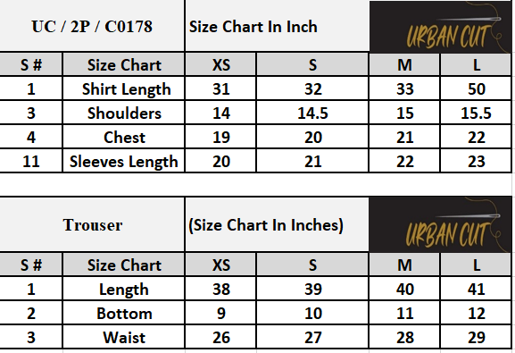 Product Size Chart