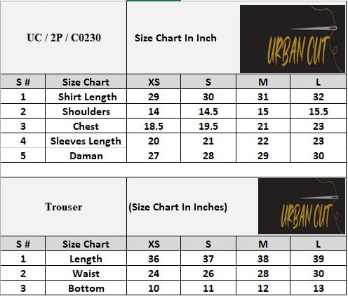 Product Size Chart