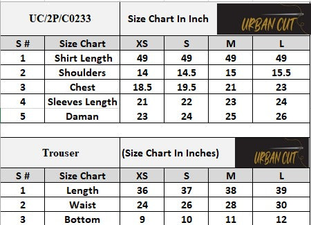 Product Size Chart