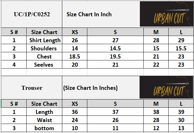 Product Size Chart