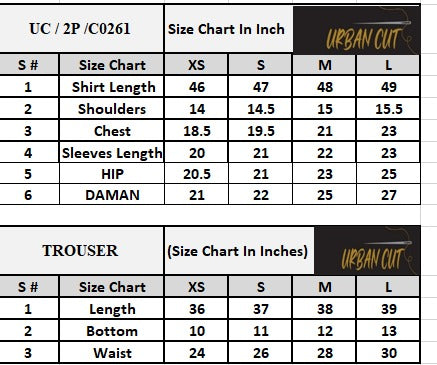 Product Size Chart