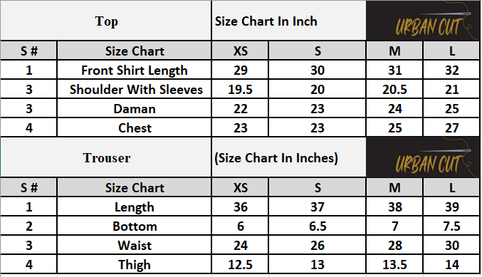 Product Size Chart
