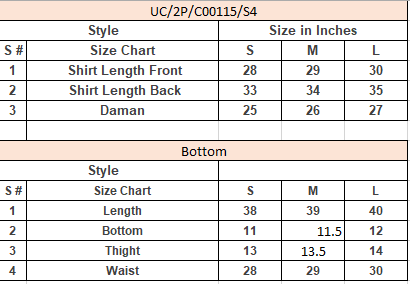 Product Size Chart