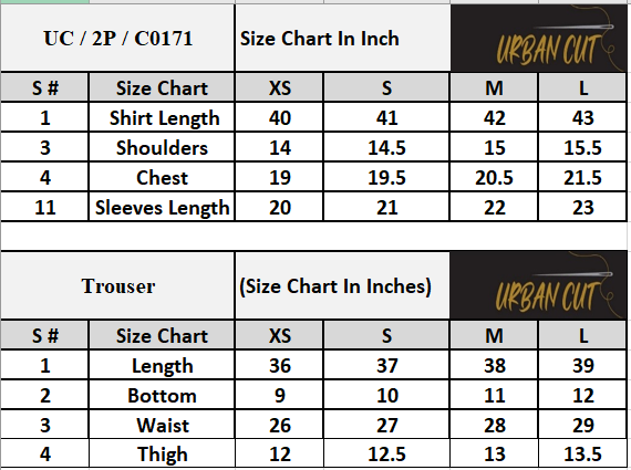 Product Size Chart