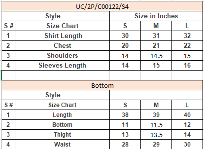 Product Size Chart