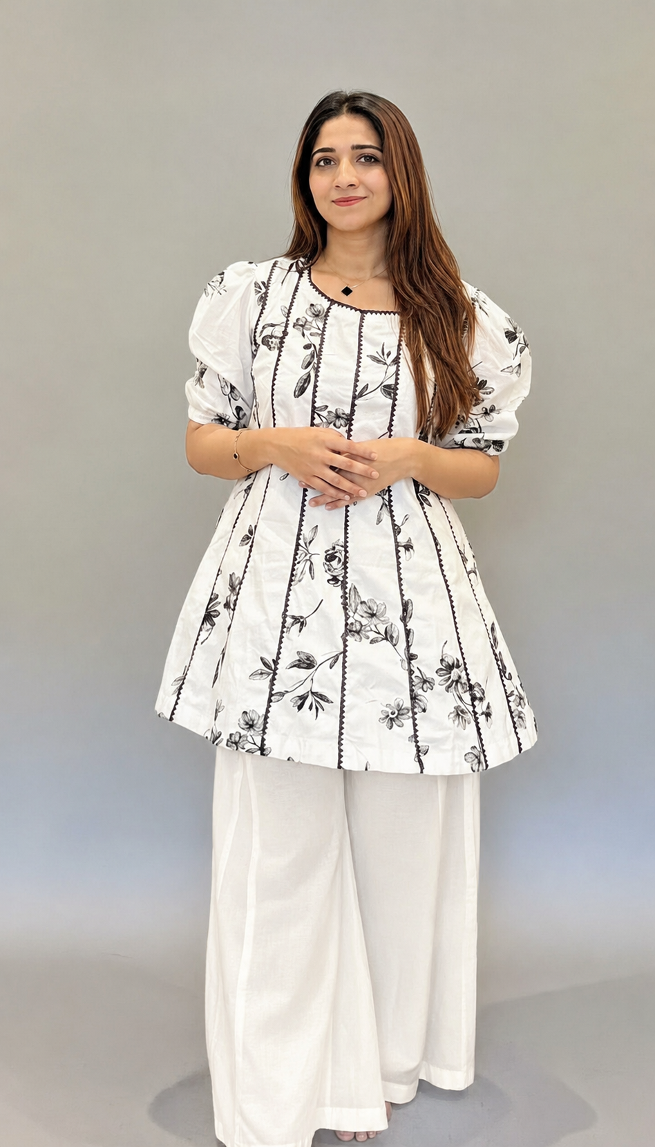 Women's Cotton Printed Co-Ord Set with Dhaka Pants