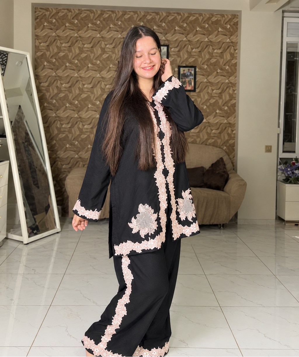 2 Piece Co-Ord Set with Scalloped Embroidery