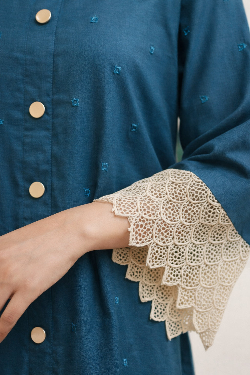 2 Piece Cotton Embroidered Suit