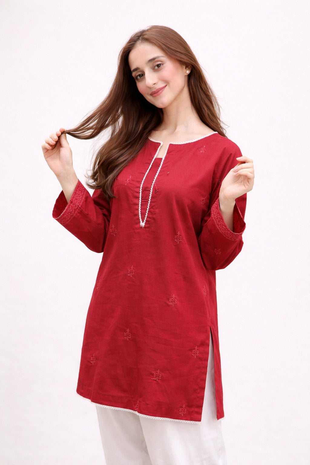 2 Piece Cotton Embroidred Co- Ord Set with  Salwar