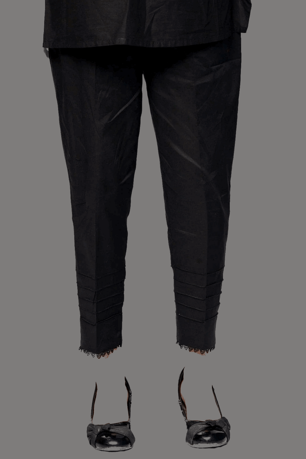 Jet Black Stitched Trouser with five Pleats – 100% Cotton