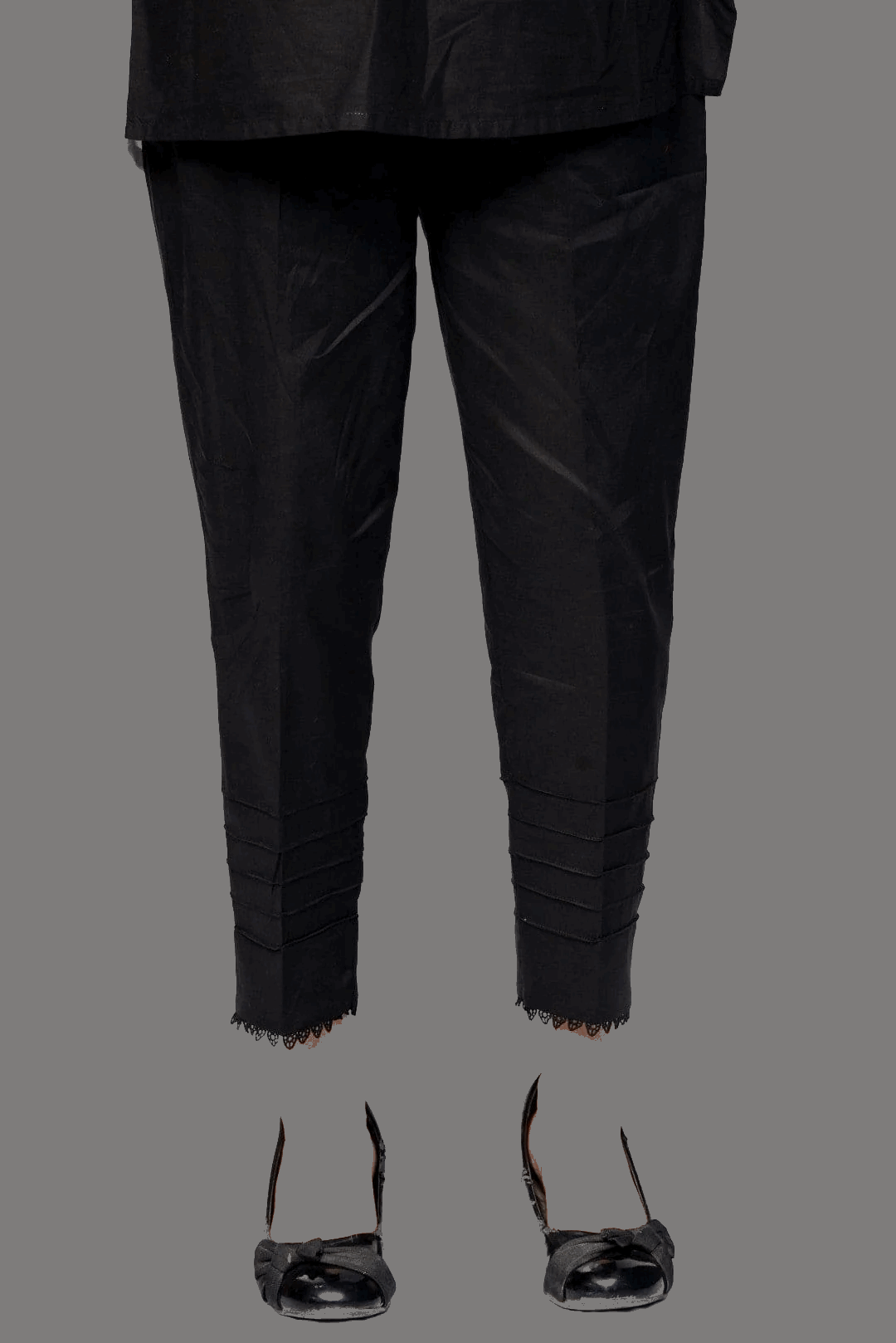 Jet Black Stitched Trouser with five Pleats – 100% Cotton