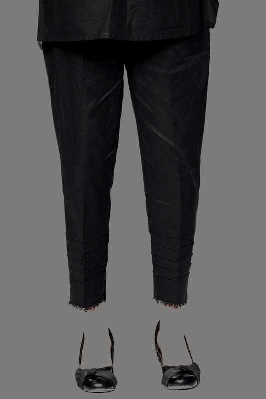 Jet Black Stitched Trouser with five Pleats – 100% Cotton