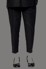 Jet Black Stitched Trouser with five Pleats – 100% Cotton
