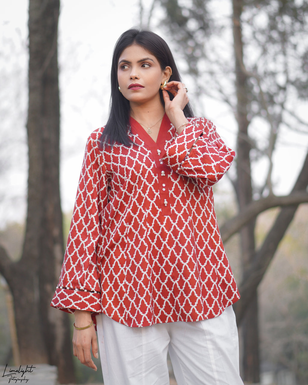 2 Piece Printed Co-Ord Set - Red