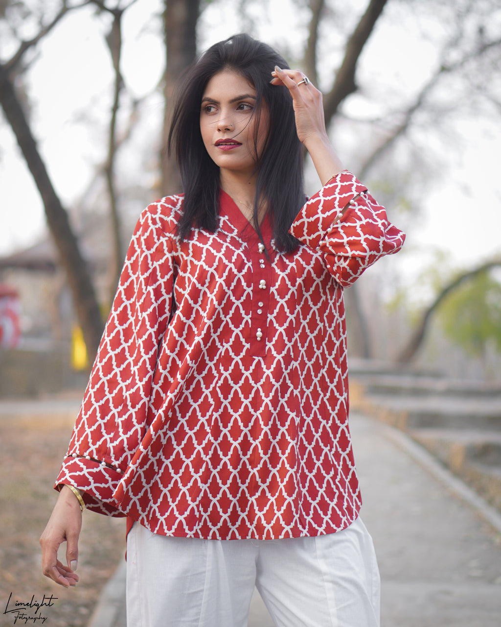 2 Piece Printed Co-Ord Set - Red