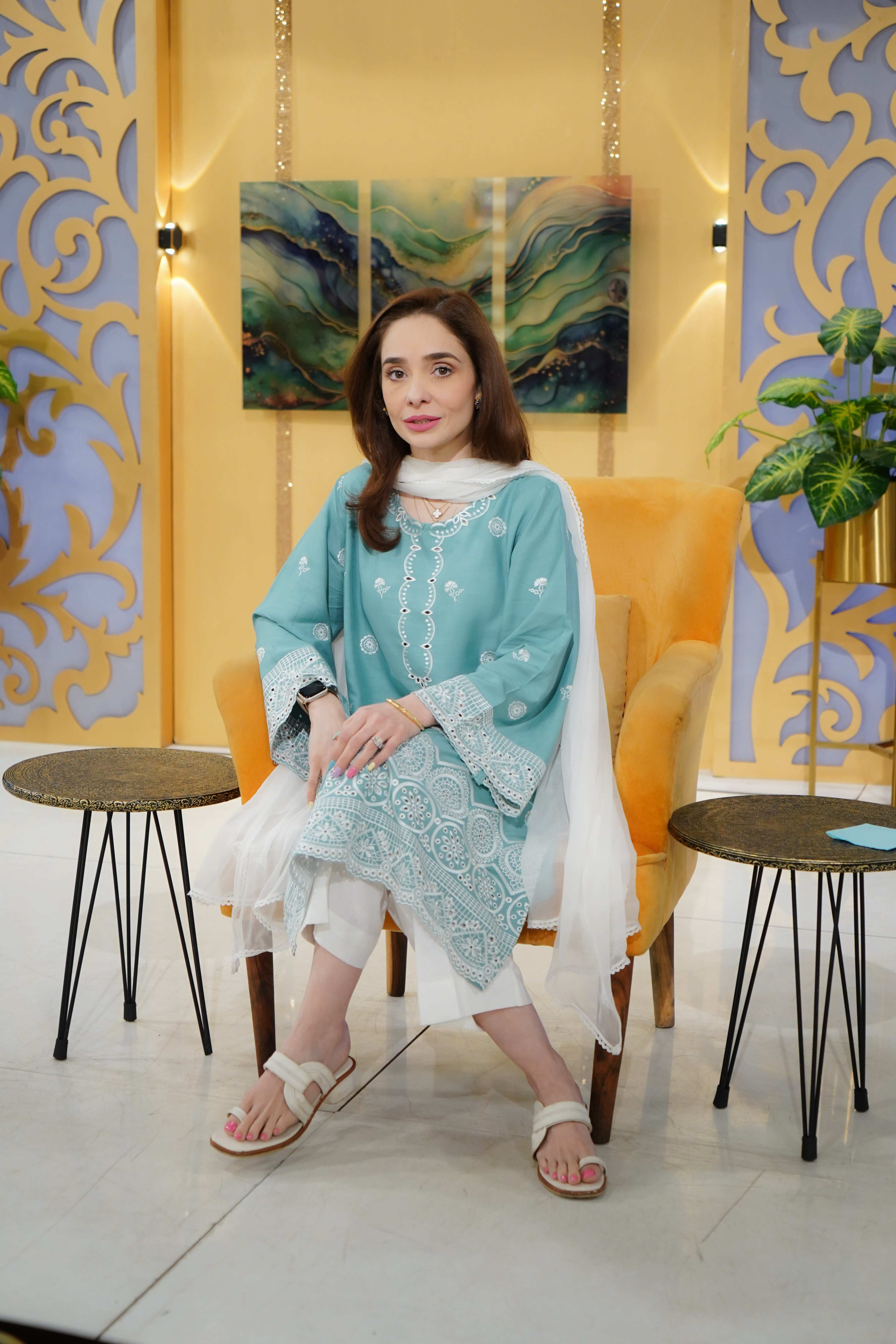 2 Piece Cotton Dobby Chikankaari Embroidered Suit