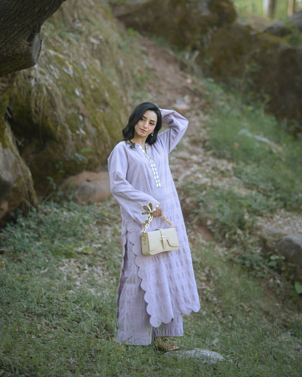 Cotton Seersucker 2-Piece Long Suit
