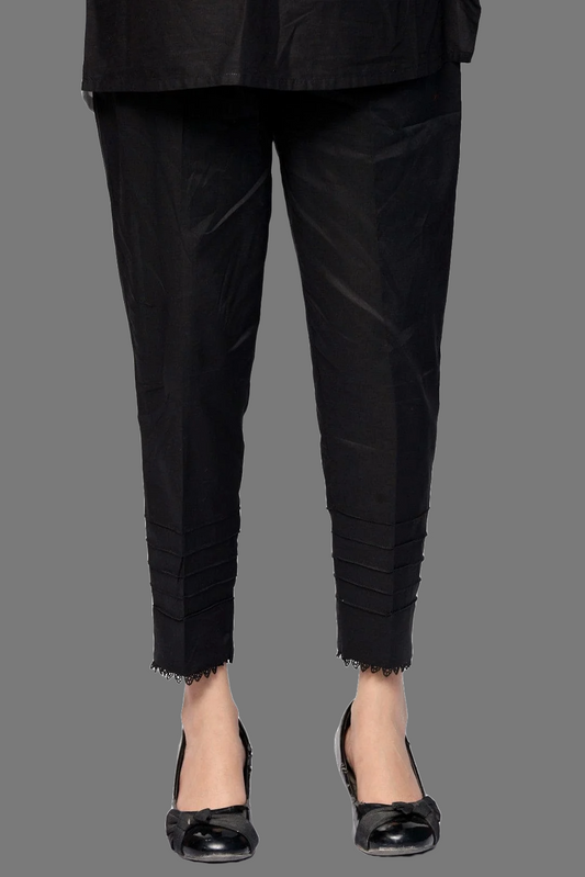 Jet Black Stitched Trouser with five Pleats – 100% Cotton