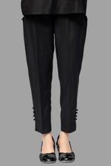 Jet Black Stitched Trouser with slit opening – 100% Cotton