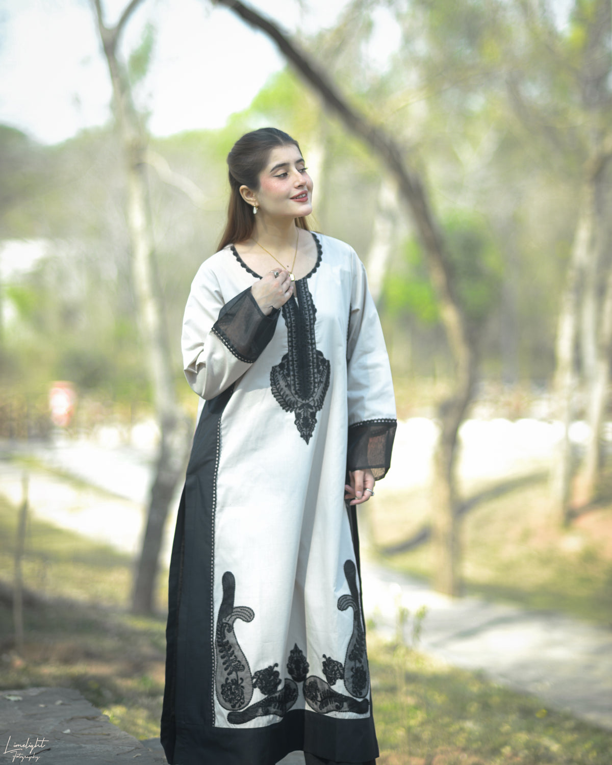 2 Piece Embroidered  Long Cotton Co-ord Set