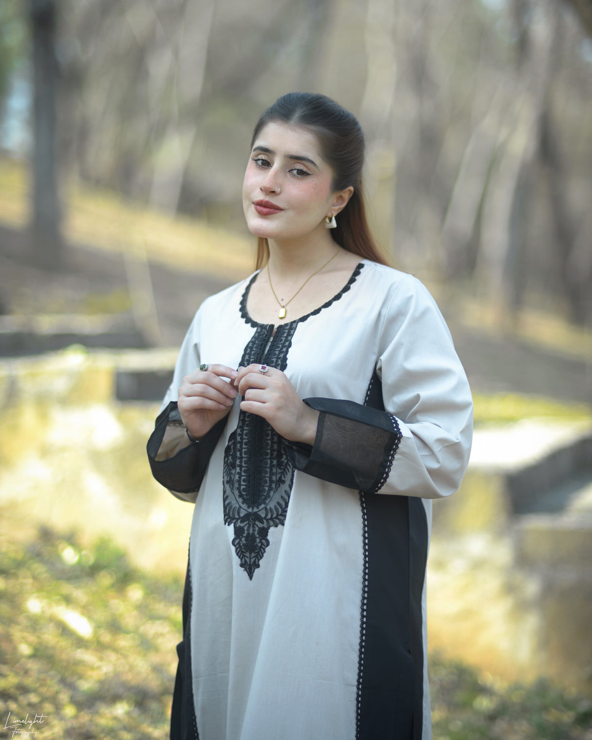 2 Piece Embroidered  Long Cotton Co-ord Set