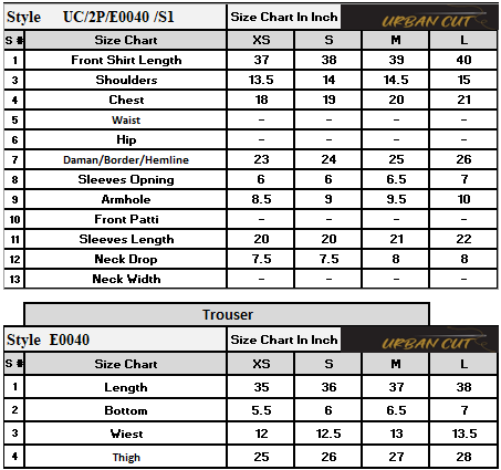 Product Size Chart