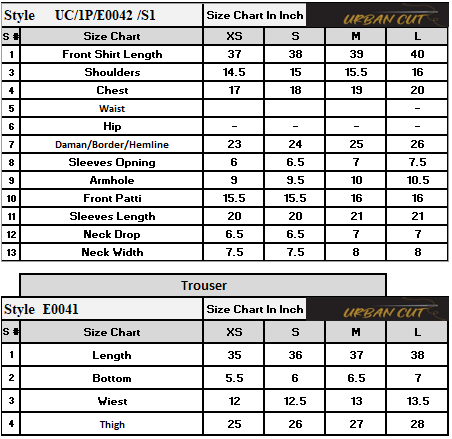 Product Size Chart