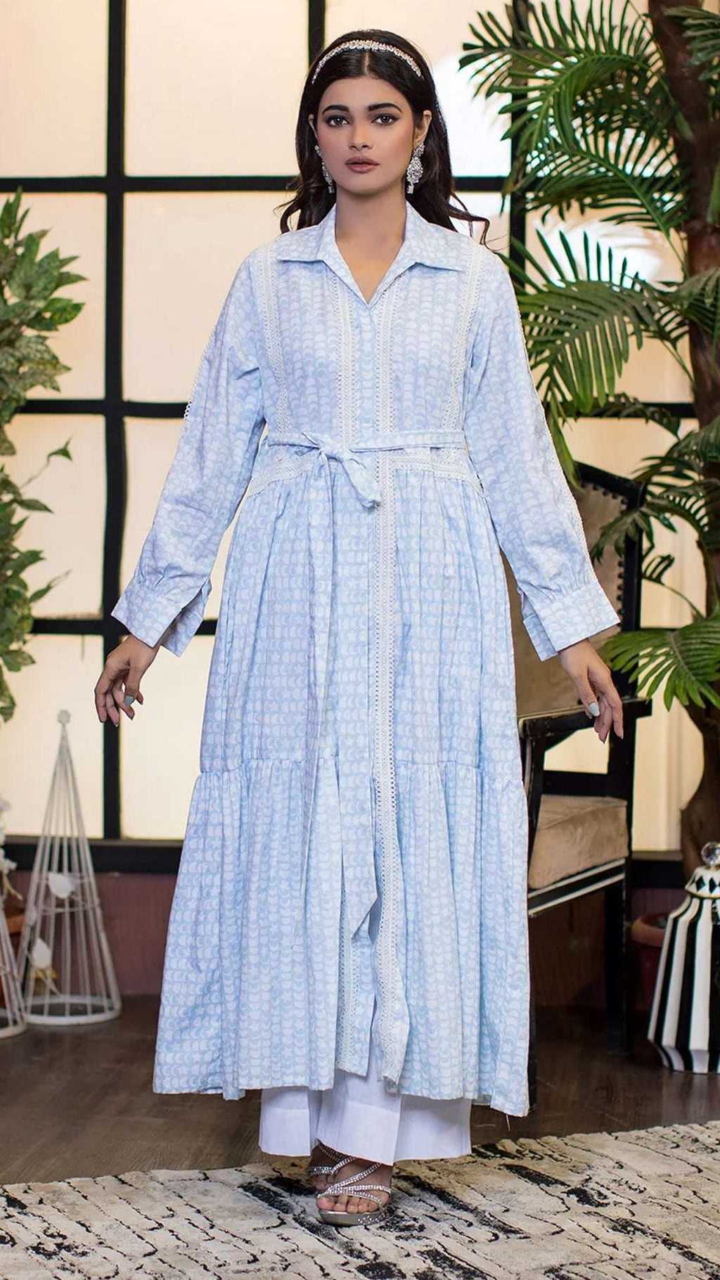 1 Piece Cotton Printed Belted Dress