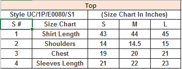 Product Size Chart