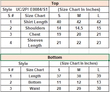 Product Size Chart